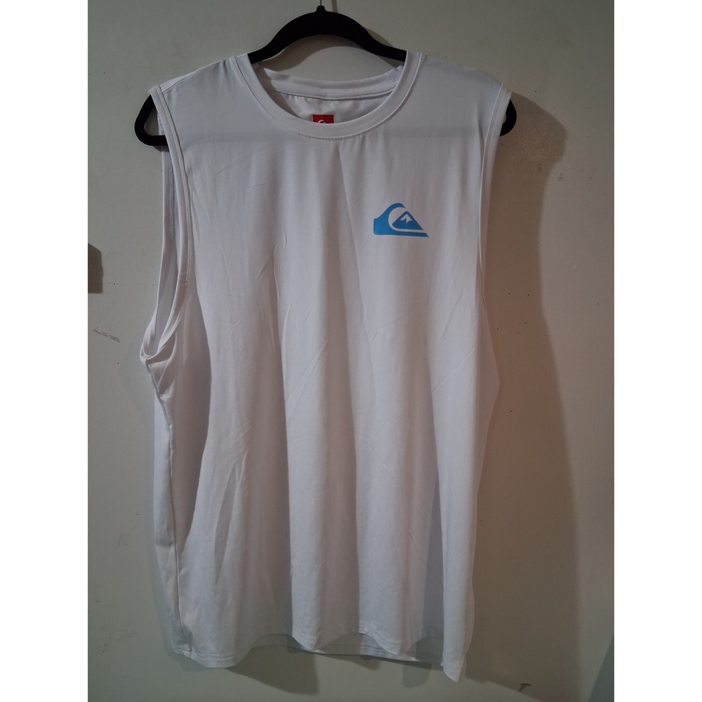 Quiksilver Mens White Sleeveless Rash Guard UPF 50+ Surf Shirt Muscle Tee Size M